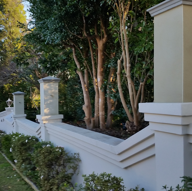 Cement rendered fence and gate in Sydney.