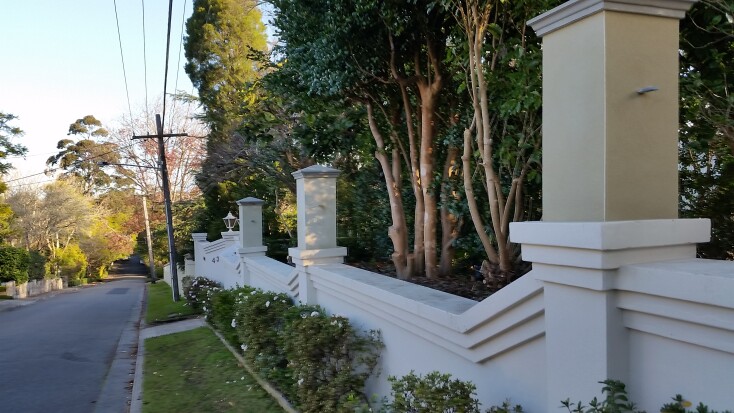 Cement rendered fence and gate in Sydney.
